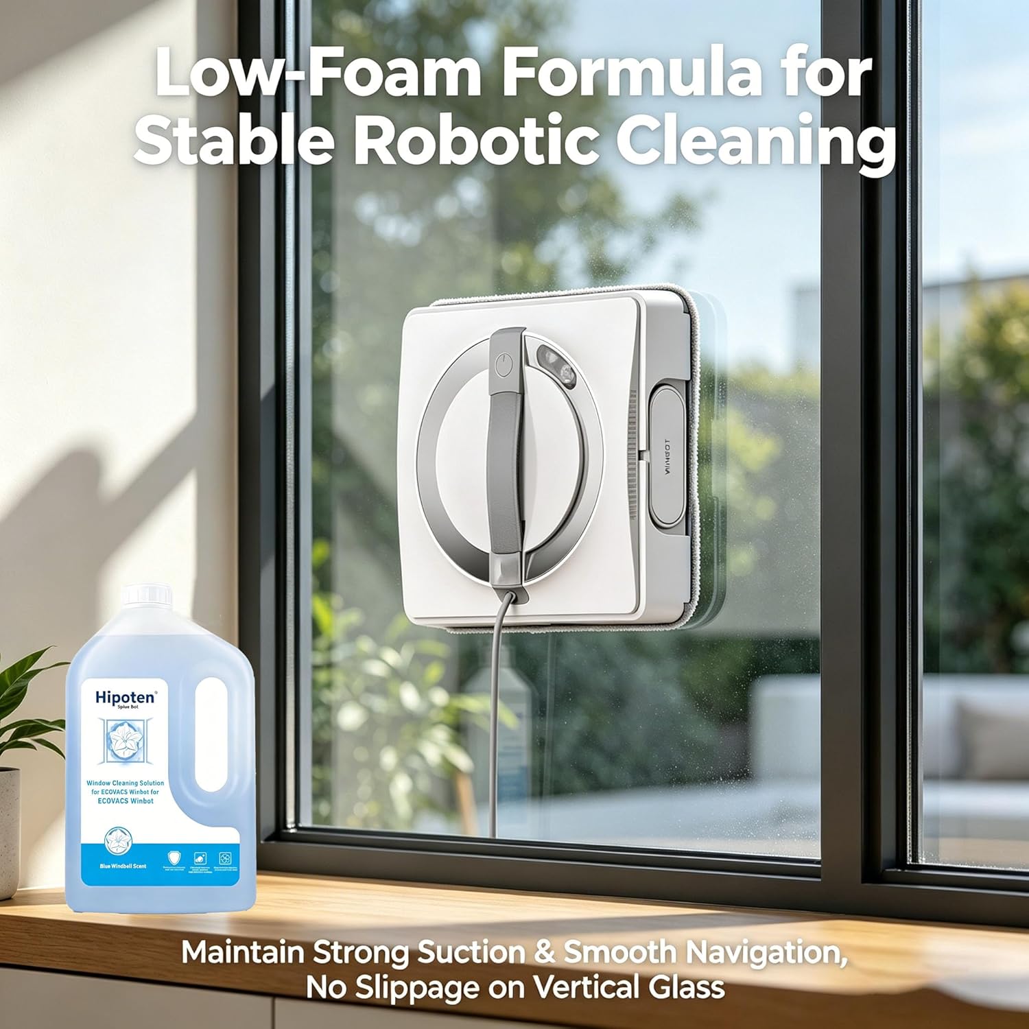 1L Window Cleaning Solution for ECOVACS Winbot W3/W2S/W2 PRO/W1/MINI Series - Streak-Free Glass Cleaner Fluid, Low-Foam, Non-Corrosive Robot Window Washer Liquid for Glass, Mirrors, Tiles