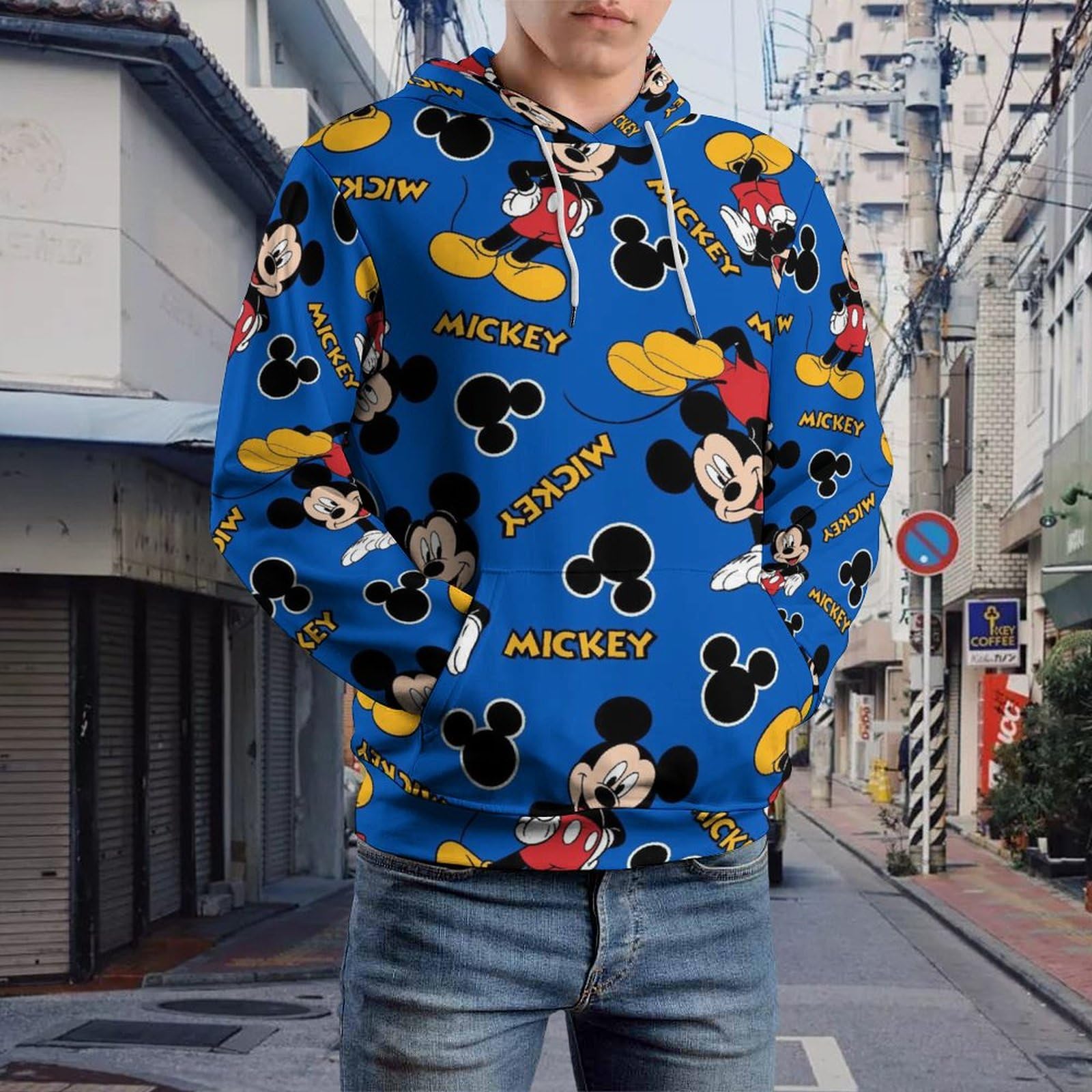 Amazon.co.jp: パーカー ミッキーマウス 青 プルオーバー メンズ