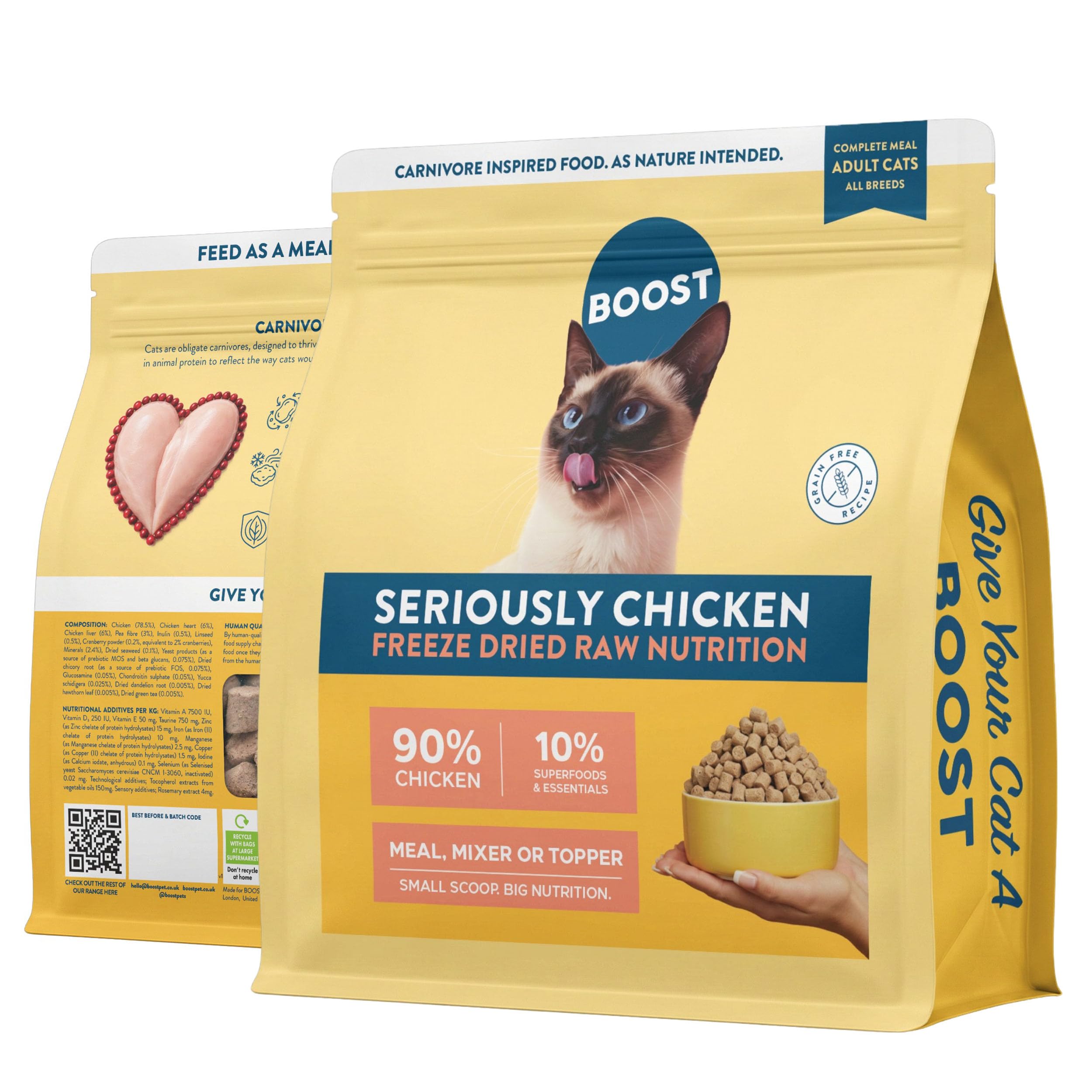 BOOST Freeze-Dried Chicken Meal for Cats - Cat Food, 7 Day Supply - 150g