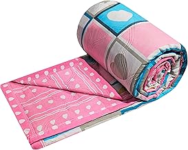 Fancy Walas Dohar Double Bed 100% Cotton Blankets for Summer | 90x100inch, 150GSM Ac Comforter and Cooling Blankets for Summer | Classic Printed Design | Heart Pink Color | Quilt | Ideal for Gifting