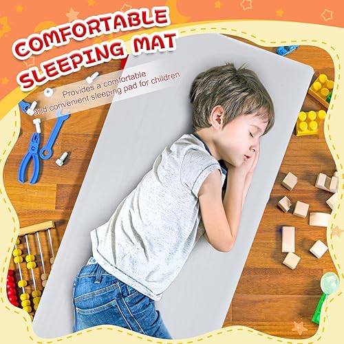Miniatura 4 de Wesiti 5 alfombrillas de 3 pliegues para siesta de guardería preescolar, tapete portátil para descanso infantil con 5 fundas para colchoneta para