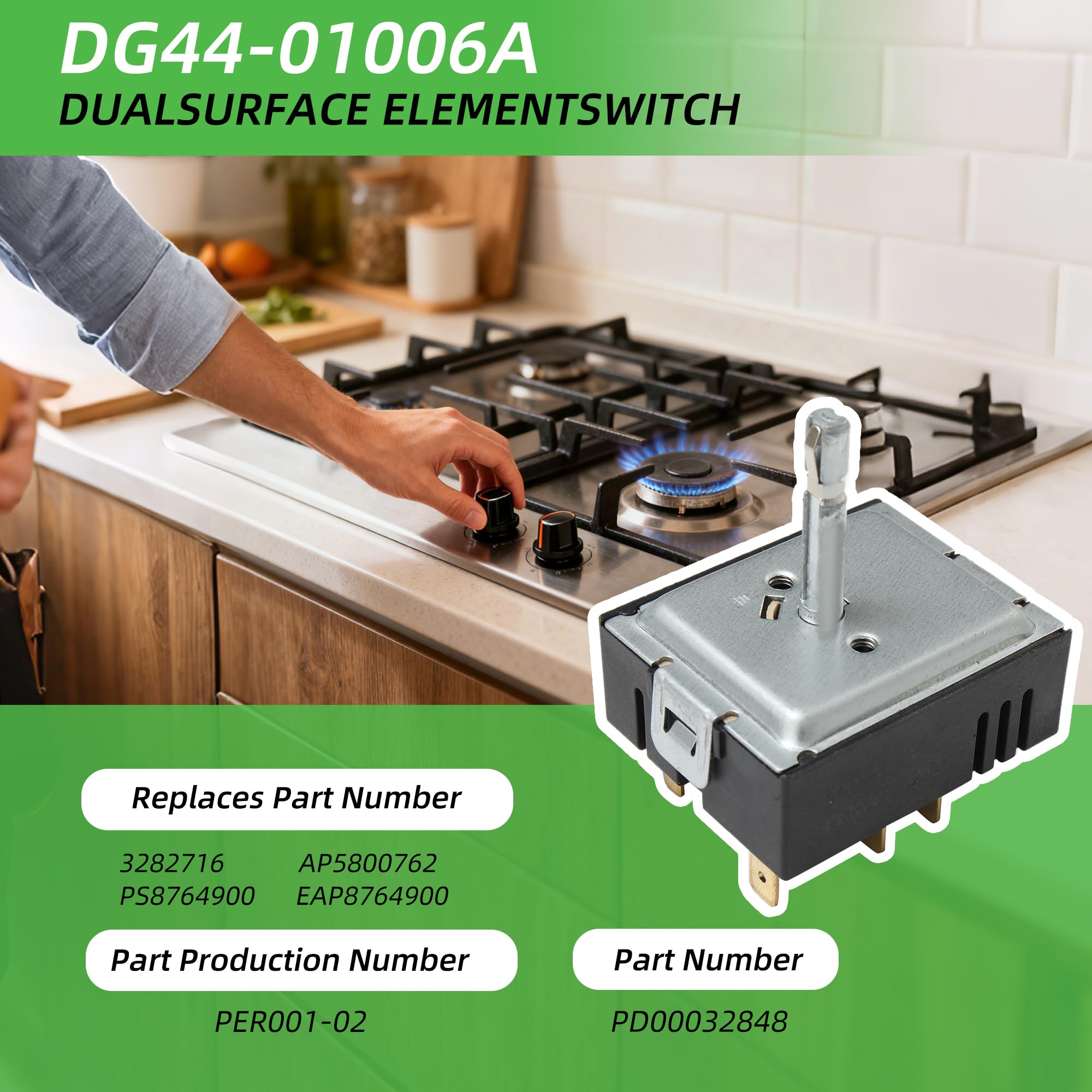 DG44-01006A Control Switch Compatible with Samsung, DG44-01006A Replaces Parts: PER001-02 D, NE58F9500SS, 3282716, AP5800762, PS8764900, EAP8764900 — view 3