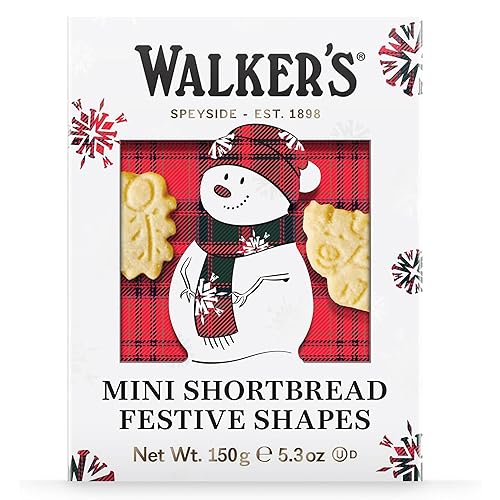 Walkers Shortbread Snowman Mini Festive Shapes Shortbread caja de regalo de día festivo, 5.3 onzas