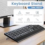 2pcs Alloy Mini Laptop Stand for Desk, Silver Computer Keyboard Stand, Self-Adhesive Invisible Computer Stand for Laptop