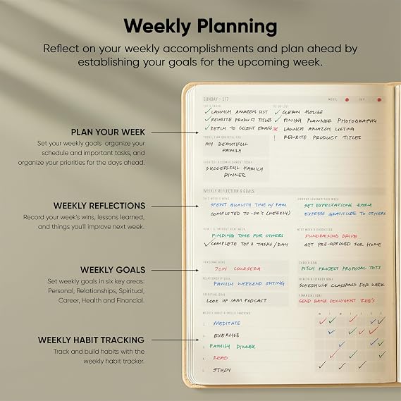 2025 Planner - Best Daily, Weekly & Monthly Goal & Productivity Planner | Full 1 Year Undated Planner For Men & Women | Increase Productivity & Happiness In Work, Life & Business | Hardcover 5.5 x 8”