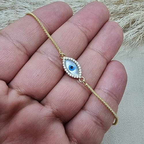Miniatura 5 de Palomitas de maíz gruesas de plata de ley 925 Pulsera redonda de cadena de cubo contra el mal de ojo Disponible en oro o plata Cadena ajustable