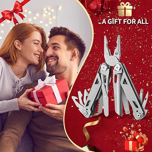 Miniatura 9 de Multiherramienta 17 en 1, regalos para hombres, papá, él, alicates multiherramientas, kits de herramientas EDC, rellenos de calcetines, cuchillo de