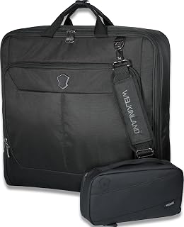 WELKINLAND 3-Suits Garment Bag for Travel with Toiletry Bag, 30L-Large Suit Carry On Garments Bag for Travels, 15-Pockets Suits Holder Travel Bags, Wrinkle-Free Suit and Dress Garment Bag for Travels