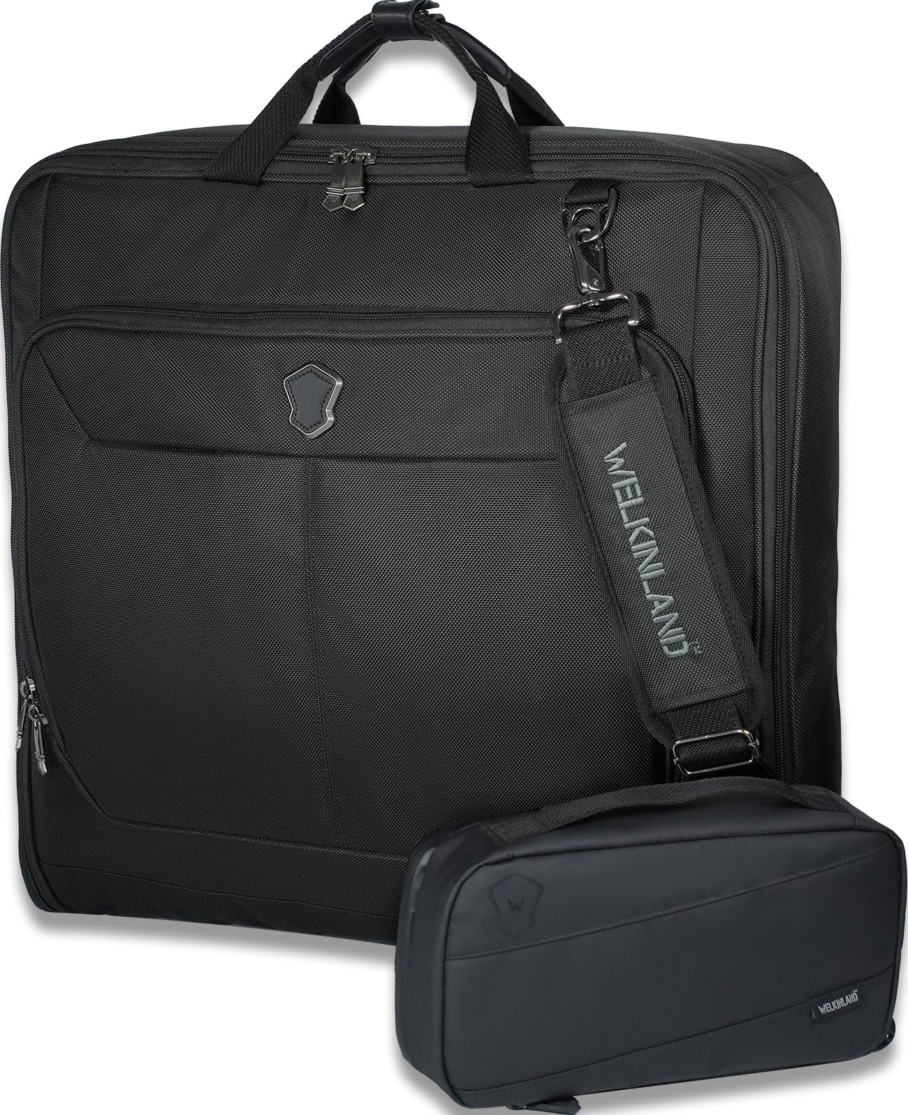 WELKINLAND 3-Suits Garment Bag for Travel with Toiletry Bag 30L-Large Suit Carry On Garments Bag for Travels 15-Pockets