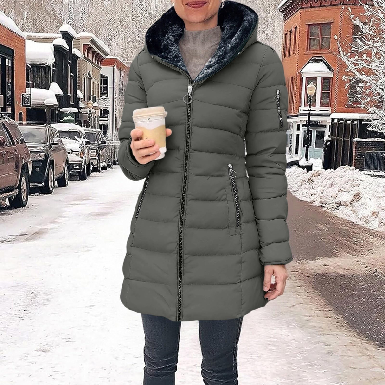 KOG Winterjacke Damen Baumwolle Wintermantel Warmes Daunenjacken Jacken Bekleidung Frau übergangsjacken Retro Trenchcoat Mode Hoodie Jacke Frauen Fleecejacken Basic Wanderjacke Teddyfleece Jacke