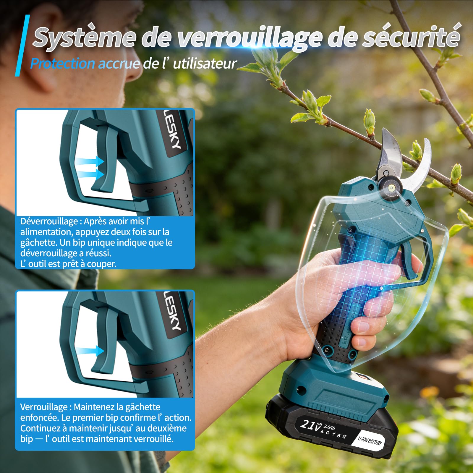Sécateur électrique 40 mm compatible Makita 18V, moteur sans balais, écran LCD, pour branches et arbres fruitiers