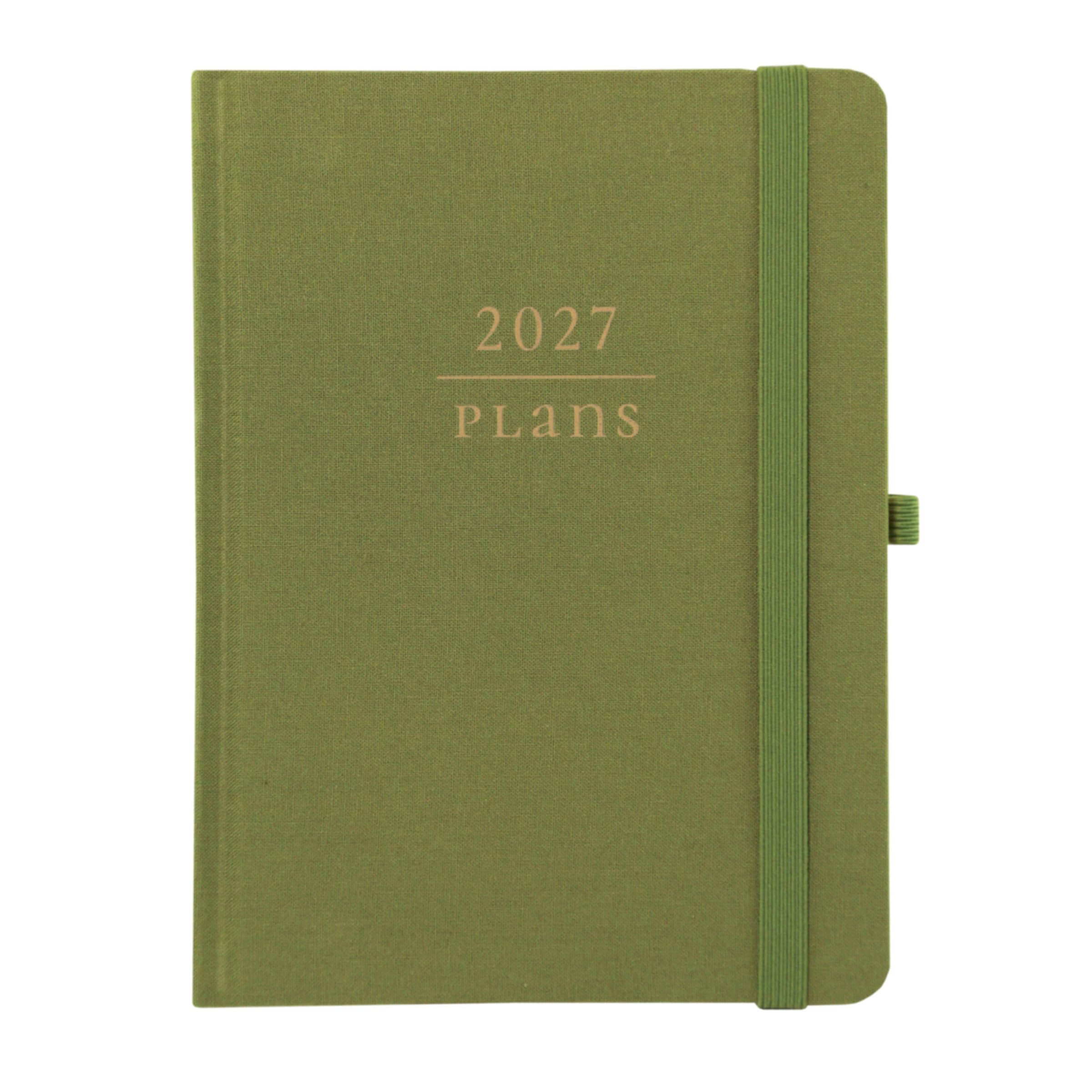 Graphique Agenda 18 mesi Sage | luglio 2026 – dicembre 2027 | planner rilegato con linguette mensili | vacanze e adesivi promemoria 6 x 8