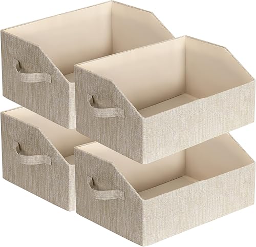 Contenedores organizadores de armario, contenedores de almacenamiento de tela, caja de almacenamiento plegable, cestas de almacenamiento