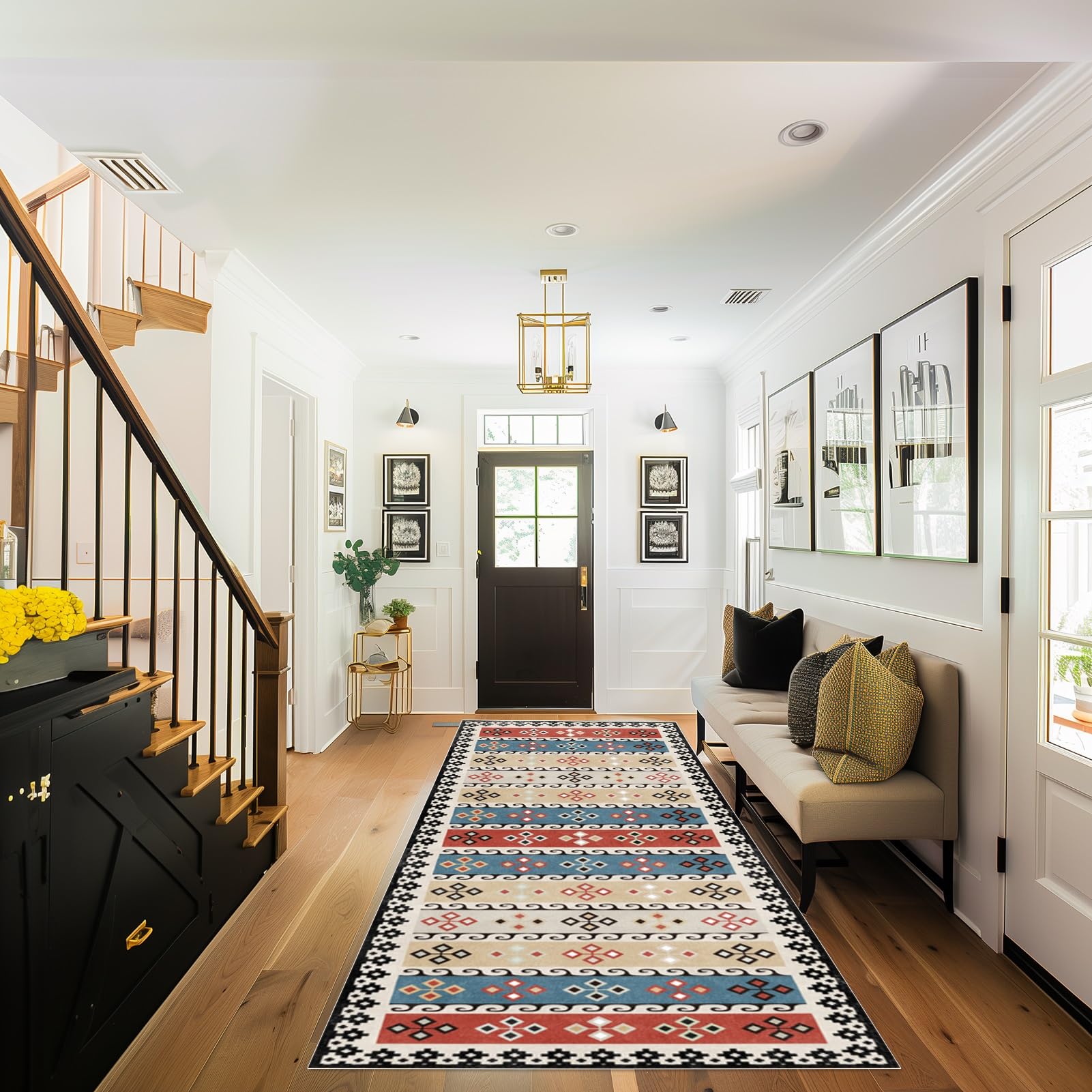 Whnoorher Runner Rug for Entryway 60x300cm 80x400cm 80x500cm | Narrow Non Slip Extra Long Kitchen Rugs Runner Washable Hall Carpet Runners for Corridor Entrance Floor Mat(80×350cm/2.6ft×11.5ft)
