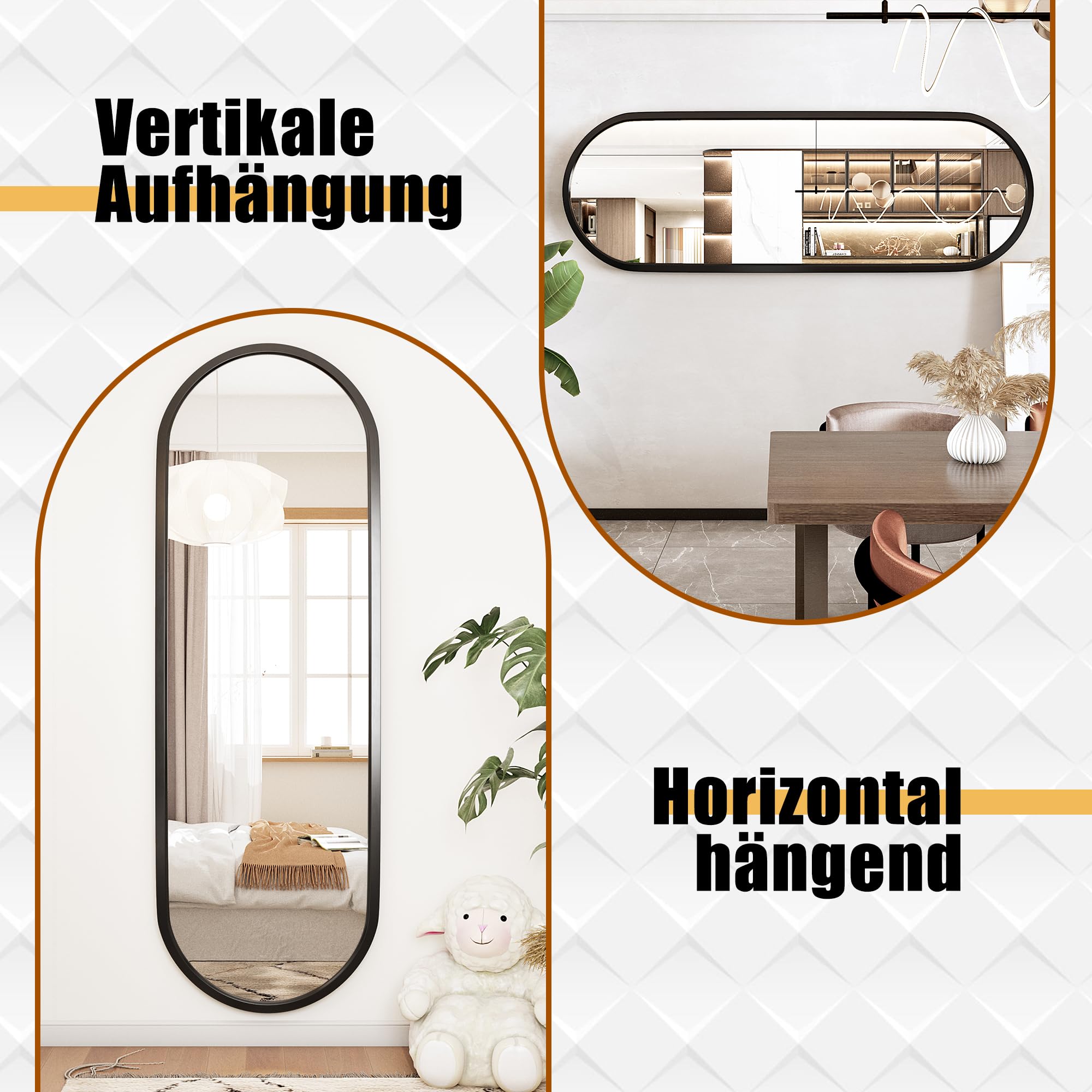 Rechthoekige Staande Spiegel Met Metalen Frame HD Grote Staande Spiegel Voor Woonkamer Slaapkamer En Kleedkamer Gouden Spiegel 180x80cm