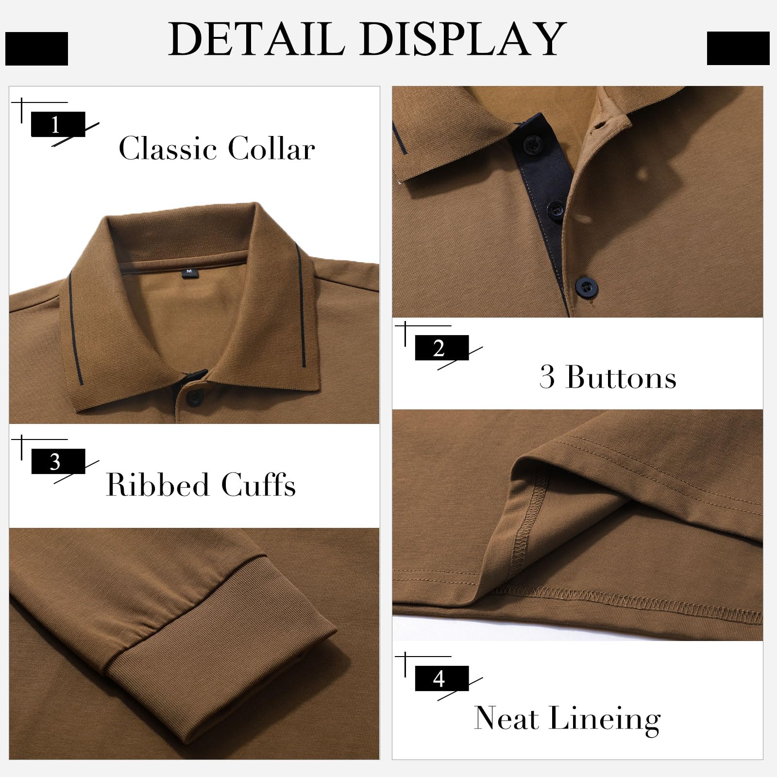 Comilaka Uomo Polo Casual Manica Lunga Poloshirt Top Golf Maglietta Cotone Colori a Contrasto Autunno Inverno Classico