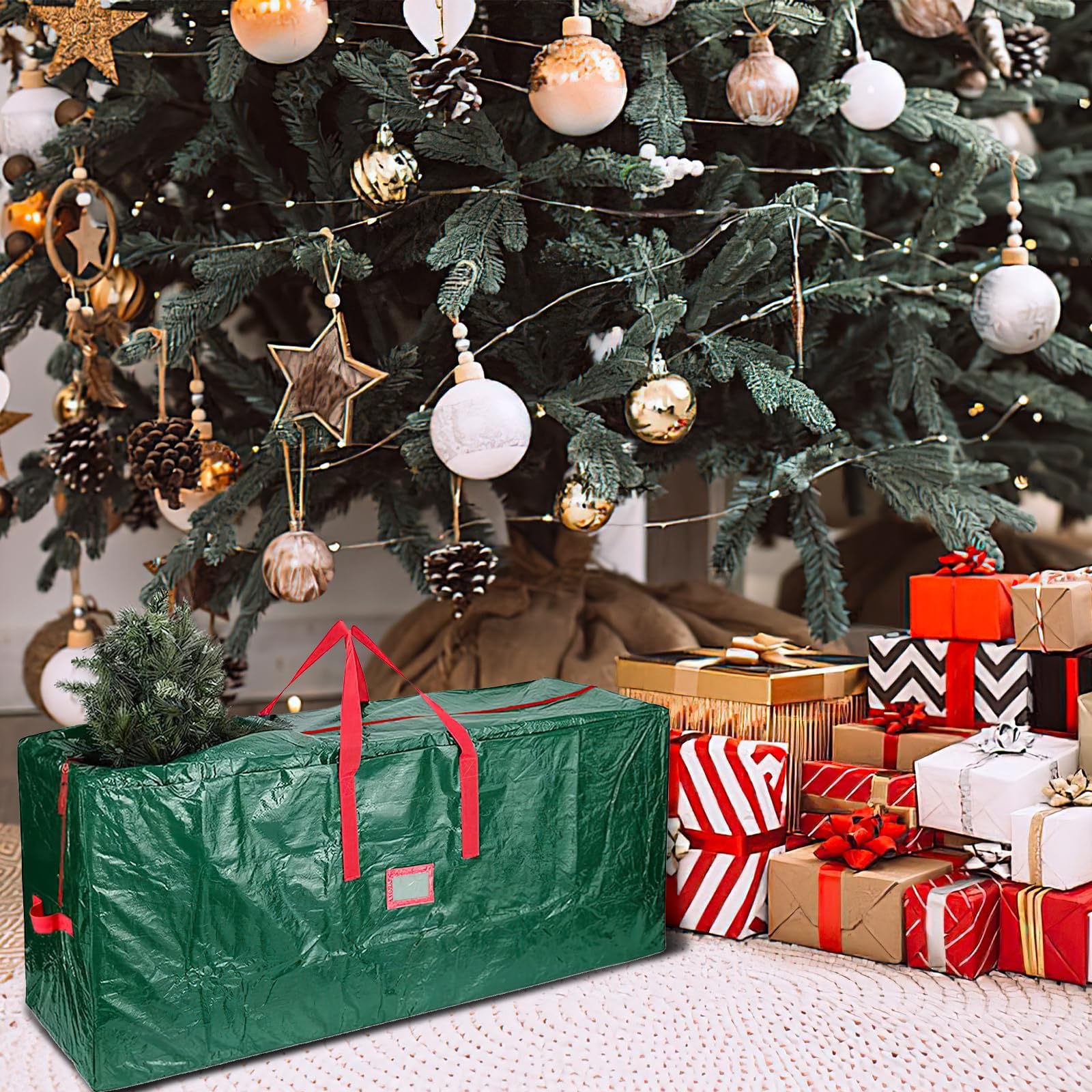 Borsa per Albero di Natale Hillylolly Custodia per Albero di Natale, Borsa Portaoggetti per Albero di Natale impermeabile, Borsa per Cuscini da Giardino per Addobbi Natalizi (162 * 38 * 75cm)
