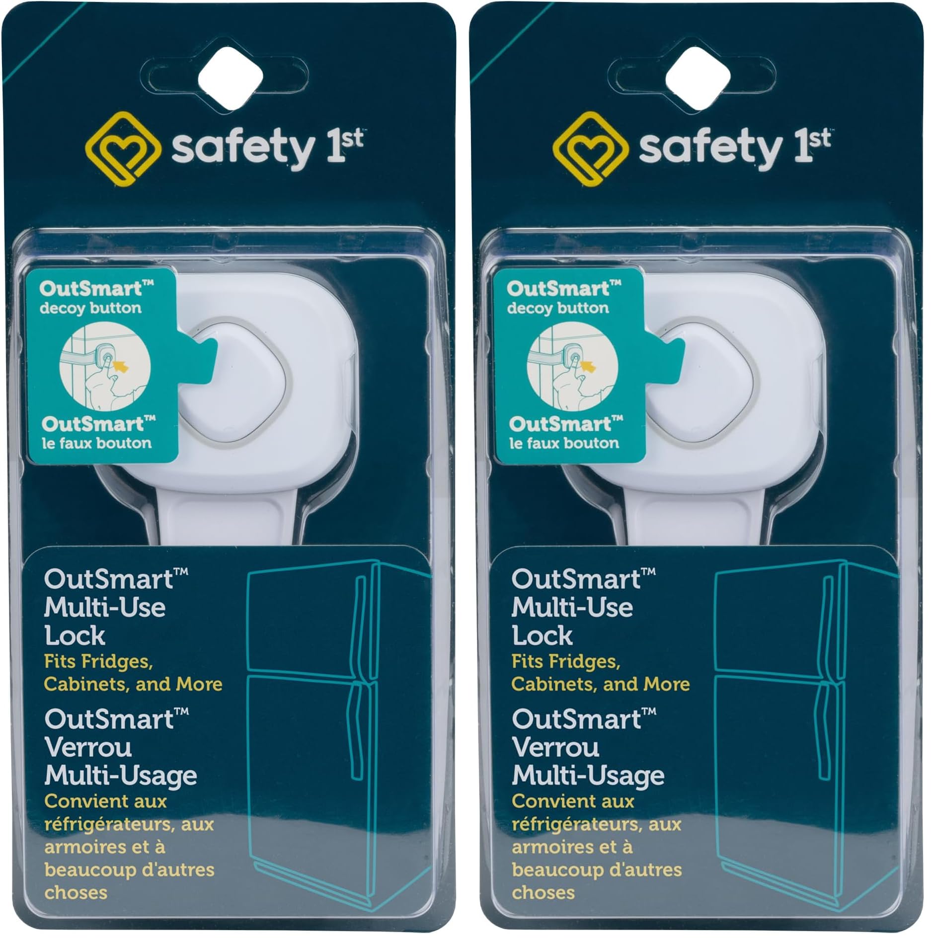 safety 1st outsmart multi use lock, white (pack of 2)