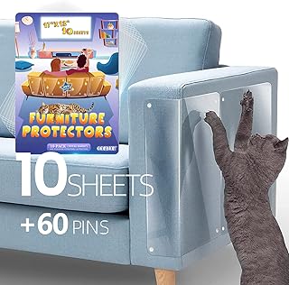 Conlun Furniture Protectors from Cats- Cat Scratch Deterrent Adhesive Sheets with Twist Pins- Anti Scratch Couch Protectors from Cats Scratching and Cat Couch Protector 10 Pack