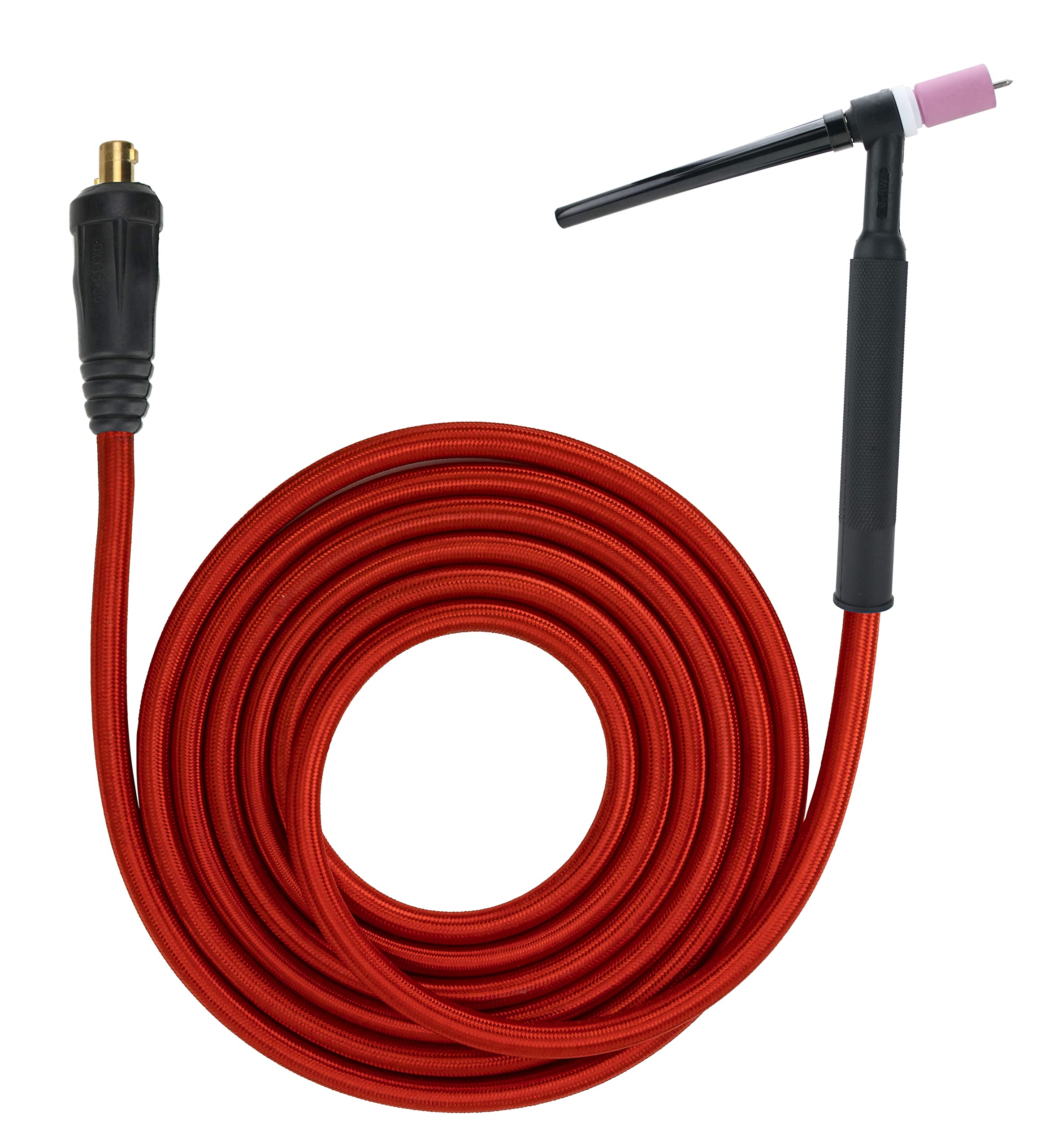 9F Series - 125 Amp - Air Cooled - Flexible Head TIG Torch - 12.5 feet 1-Piece SÜA®Flex Cable - INLINE Gas Dinse 35-70 Connector - (Welders with Gas Solenoid)