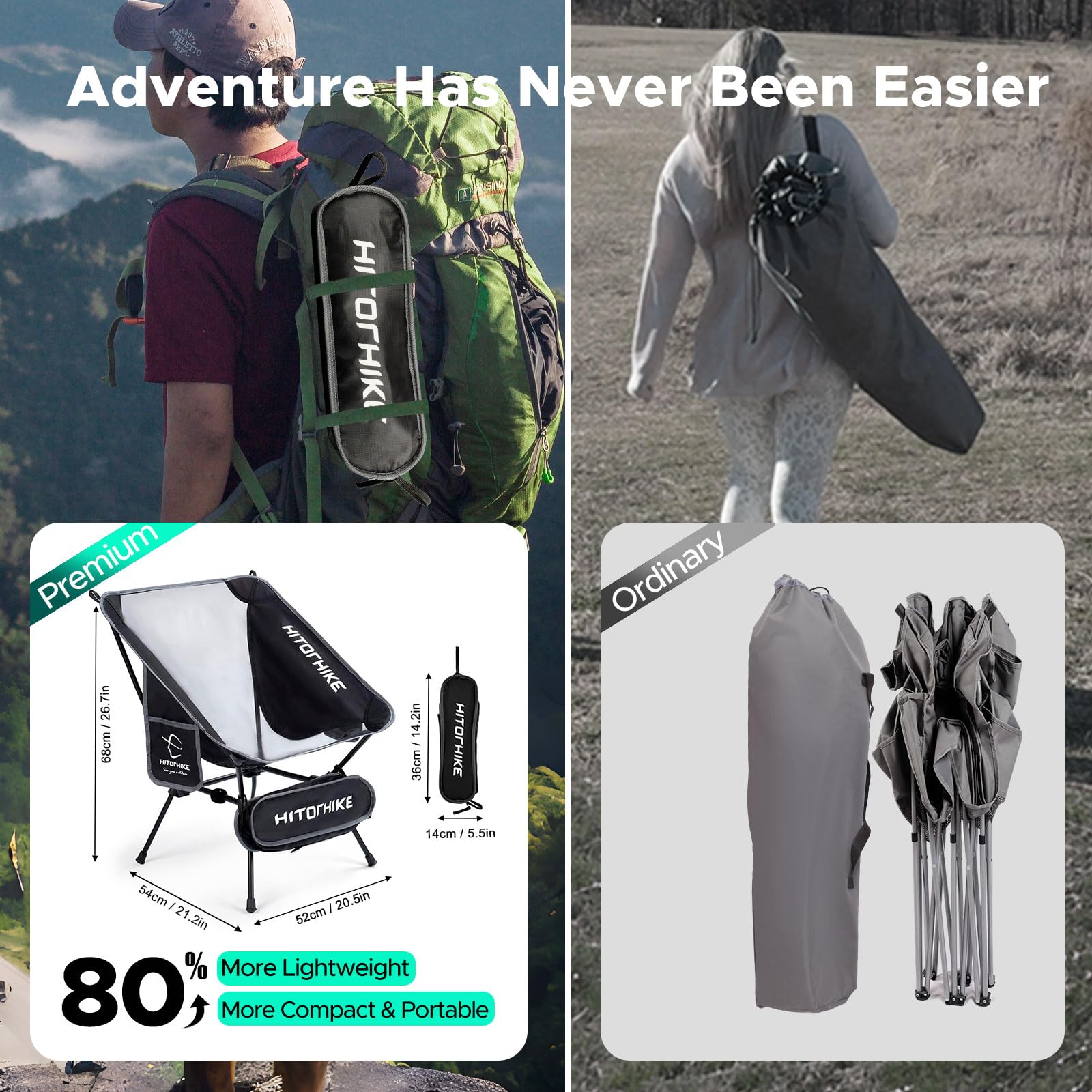 Snapklik.com : HITORHIKE Camping Chair Backpack Camping Folding Chair ...