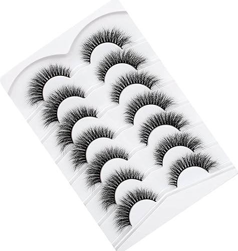 Miniatura 233 de Pooplunch Pestañas postizas de pelo de visón sintético, estilo de ojo de gato, paquete de pestañas postizas naturales esponjosas, paquete múltiple