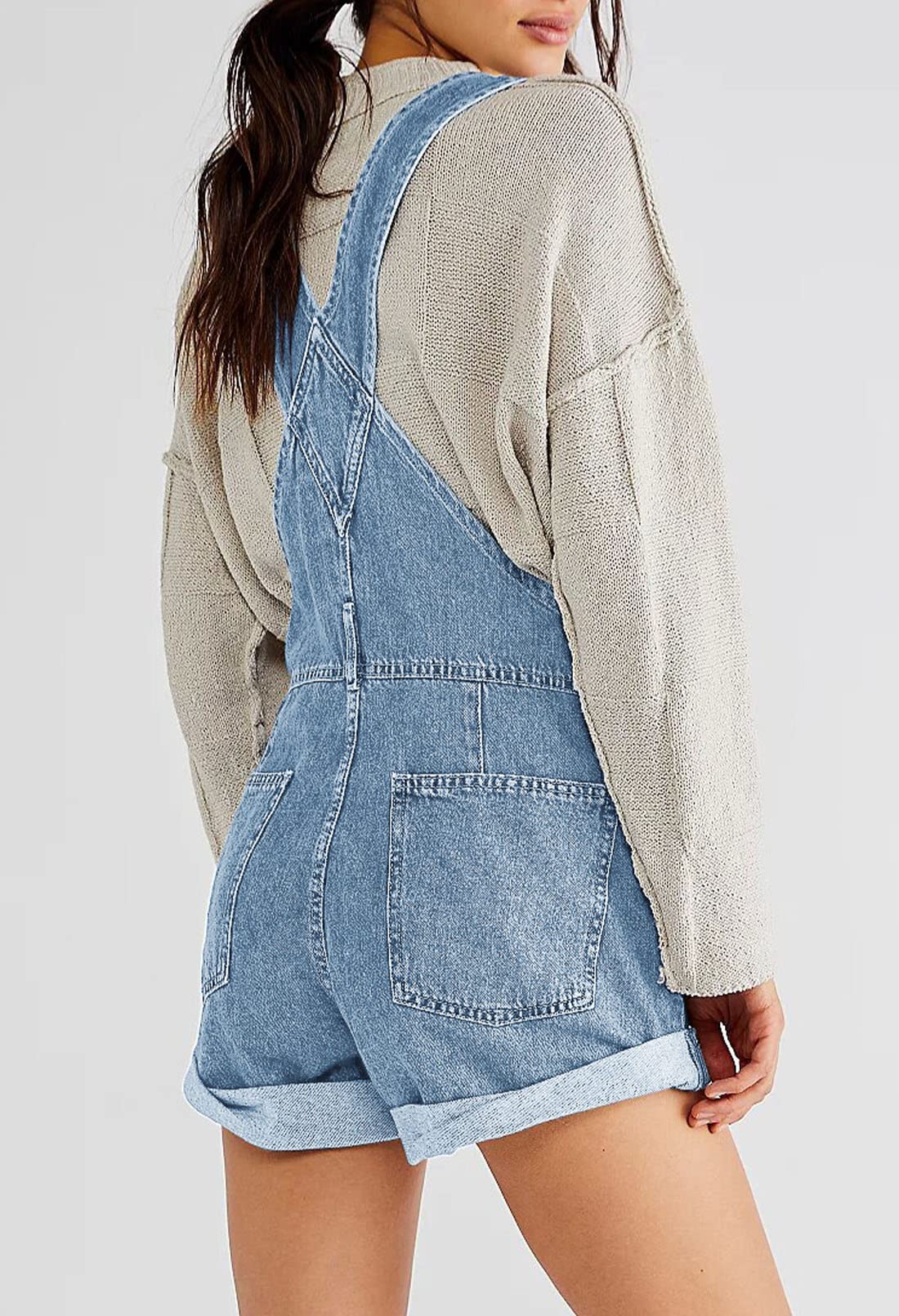 Sovoyontee Damen Jean Shortalls Träger Denim Overalls Shorts Strampler Jumpsuits
