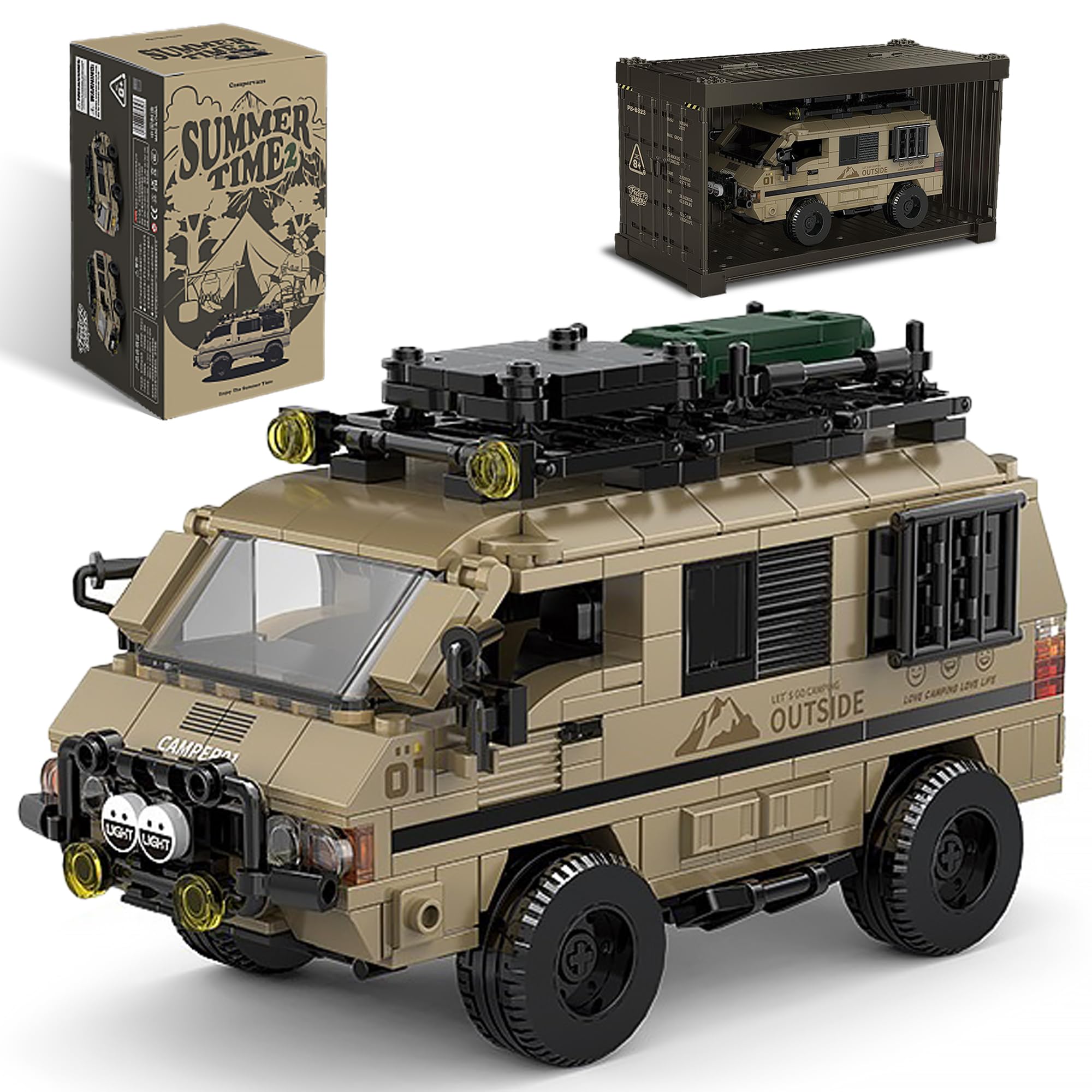 dOMOb Mitsubishi Delica Campervan Car Building Kit – 489 pcs Building Blocks Set w/Container Display Box – Modular Scale 1:32 Model – Bricks Toy for Kids & Adults 8+ – for Boys, Hobbyist, Collector