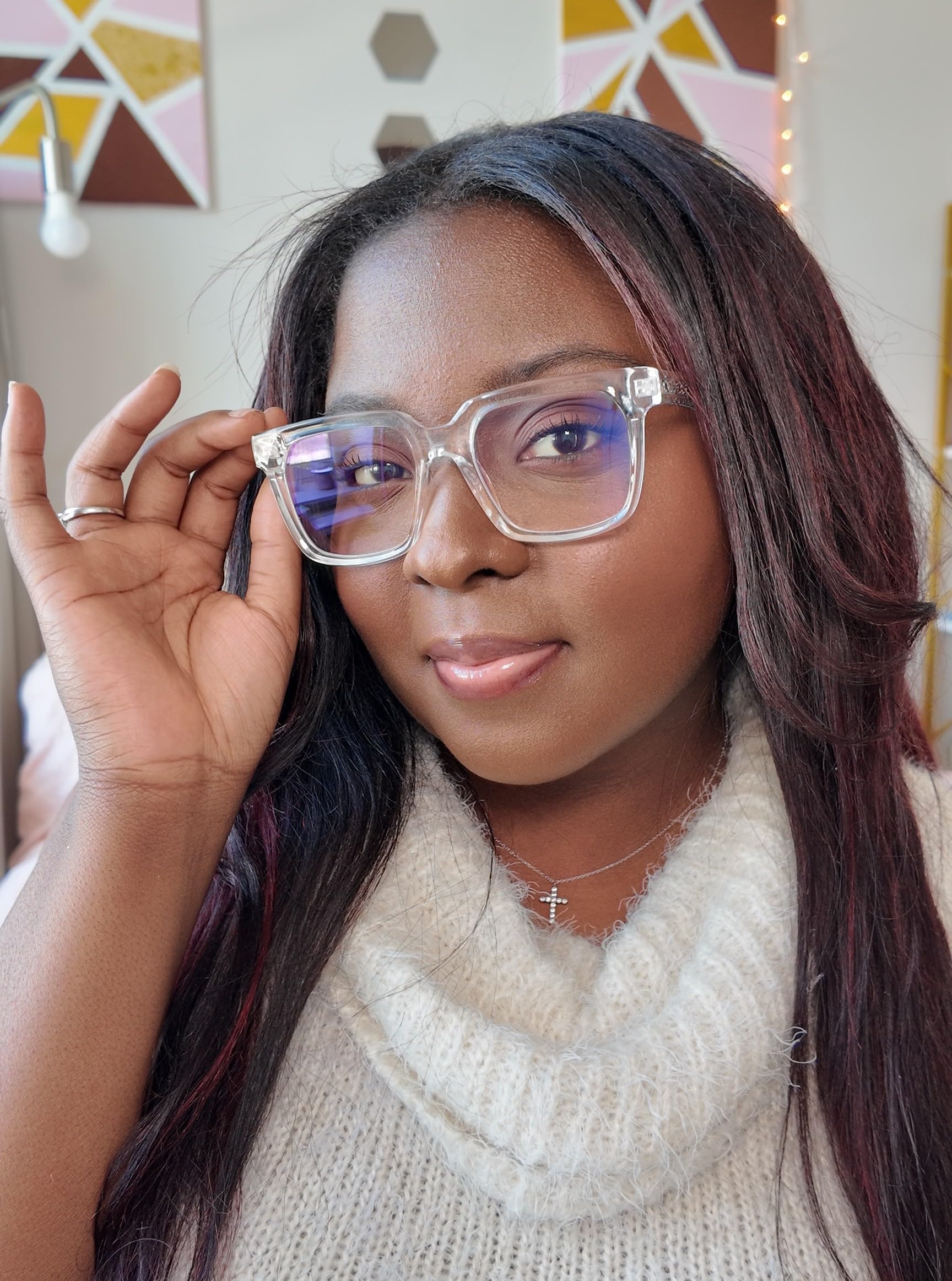VISOONE Rectangle TR90 - Gafas de ordenador con bloqueo de luz azul para mujeres y hombres Cougar