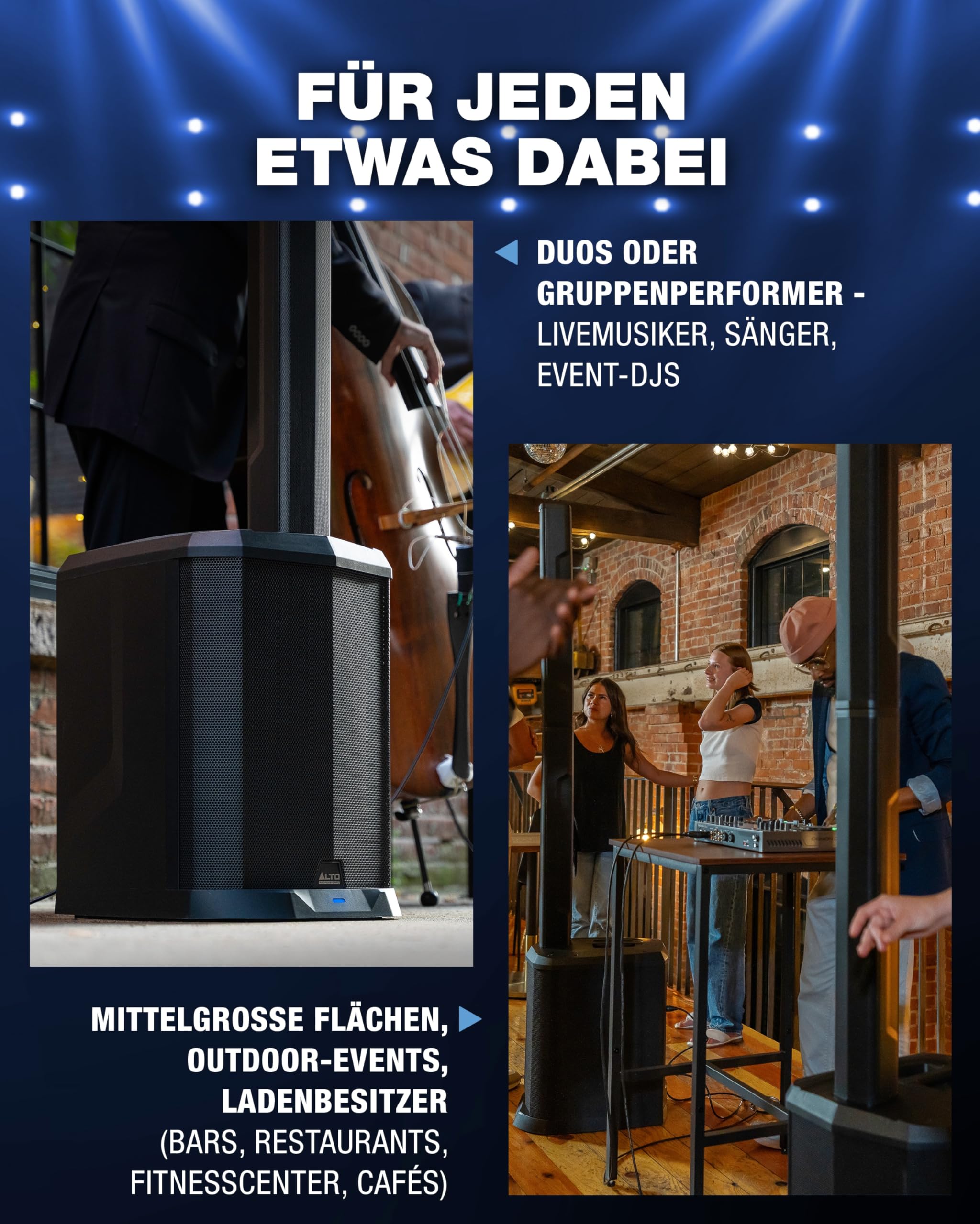 ALTO TS112C 1200-Watt Aktives Säulen PA Lautsprecher mit 5-Kanal Mixer Bluetooth