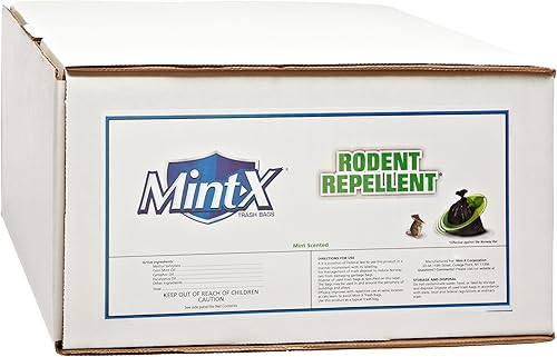 Mint-X Bolsas de basura repelentes de roedores, 1.3 mil, sello plano, 47 pulgadas de alto x 43 pulgadas de largo, color negro (paquete de 100)