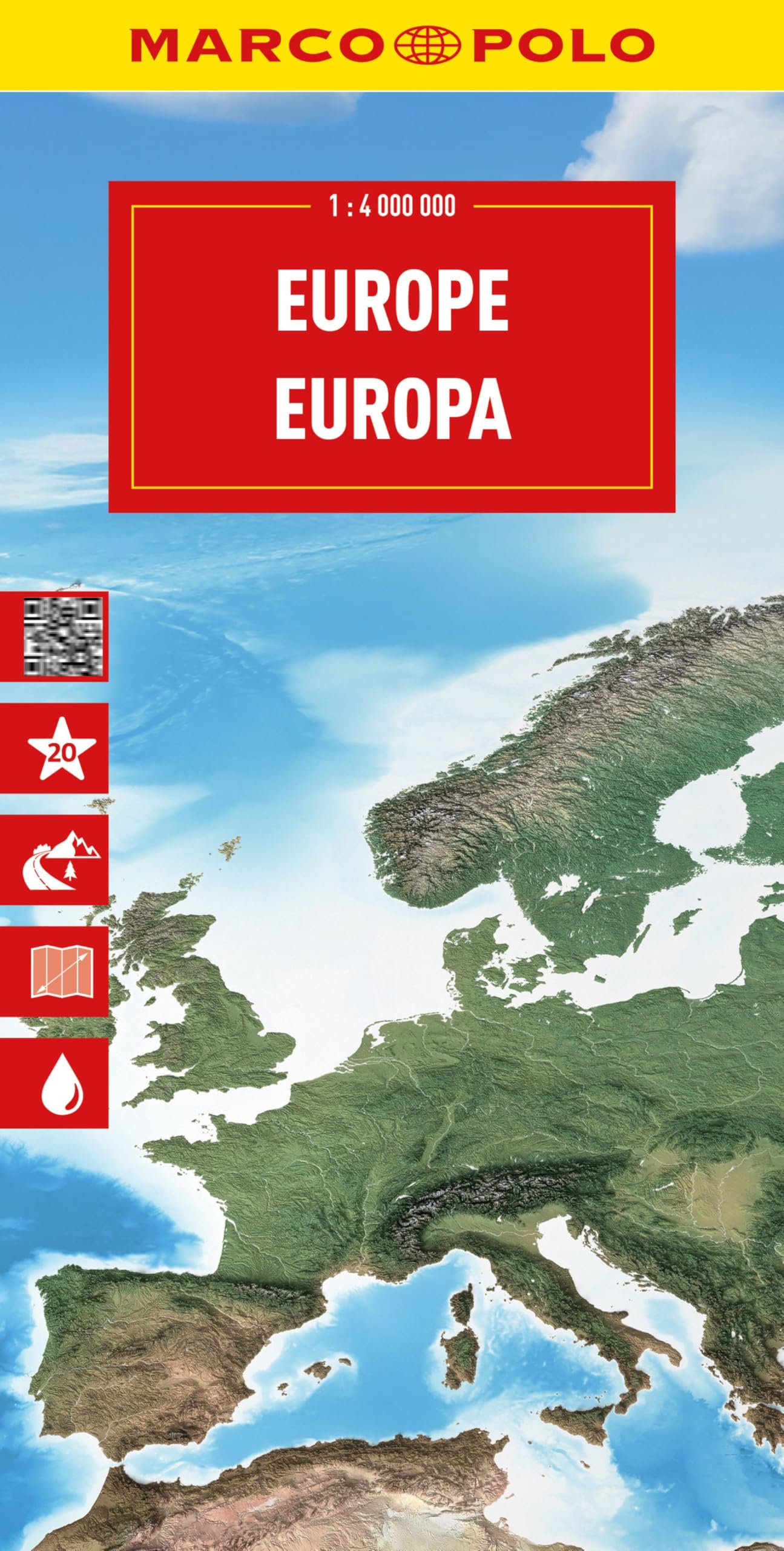 Marco Polo Europe Road Map: Travel Map for Road Trips with Top Sights and Scenic Routes (Folded Map) (Marco Polo Maps)