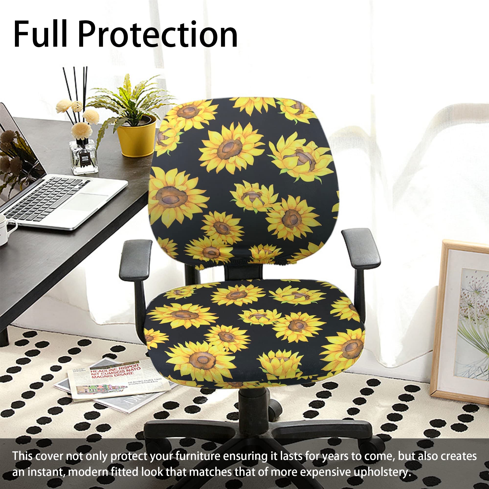 SEANATIVE Office Chair Cover Stretchable Desk Chair Protector Universal Computer Gaming Chair Slipcover Washable High Back Rotating Chair Cover For Home Decor, S, Boho Flower Sea Turtle