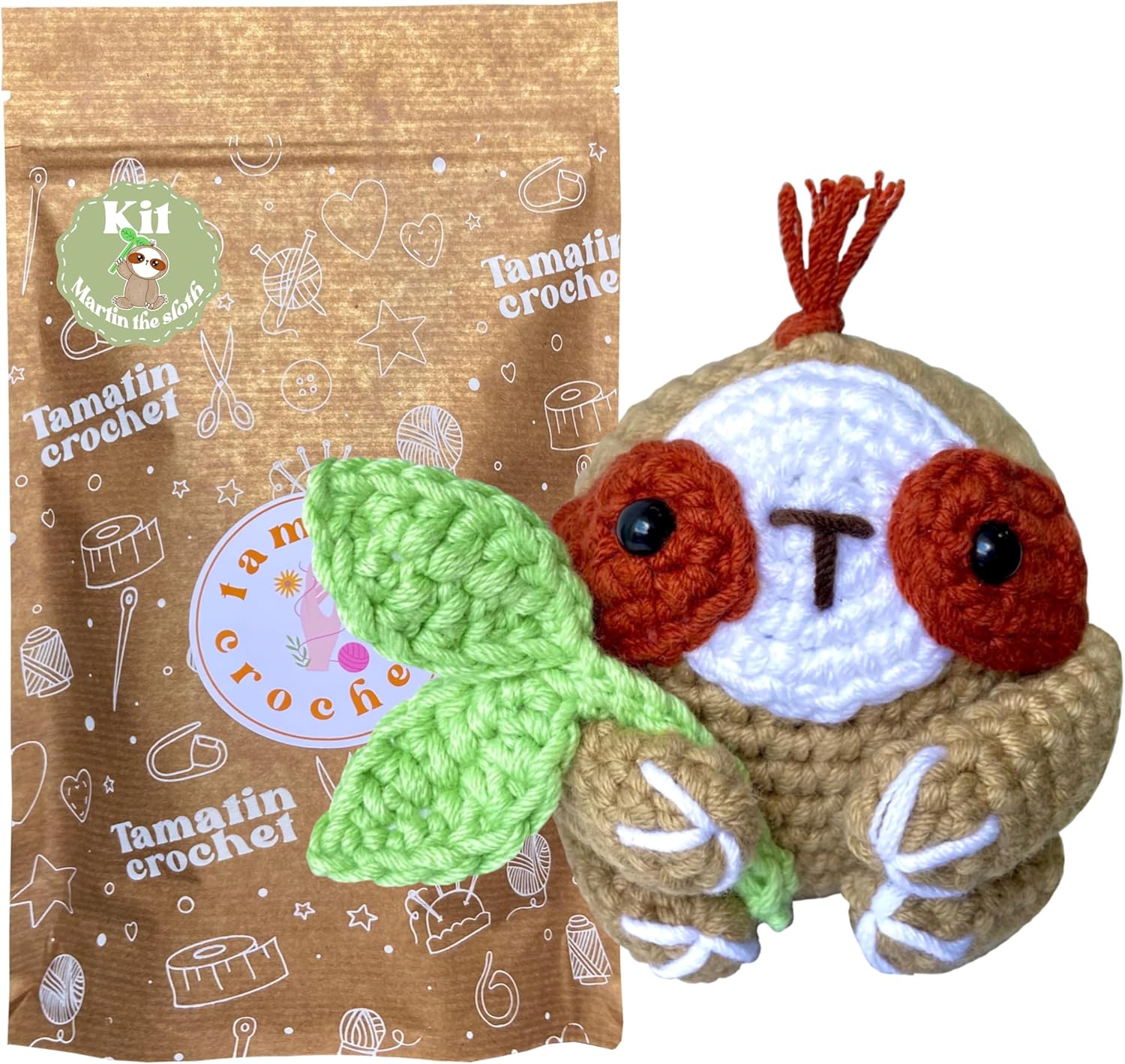Tamatin Crochet Kit for Beginners – Martin the Sloth DIY Animal Set – Complete Beginner Crochet Kit for Kids & Adults with Yarn, Tools & Video Tutorial – Easy Beginner Crocheting Set