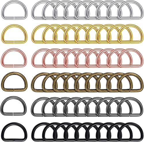 60 anillos en D de metal en forma de D, clips de hebilla multiusos, anillos en D de colores mixtos para accesorios de bricolaje (colores surtidos,