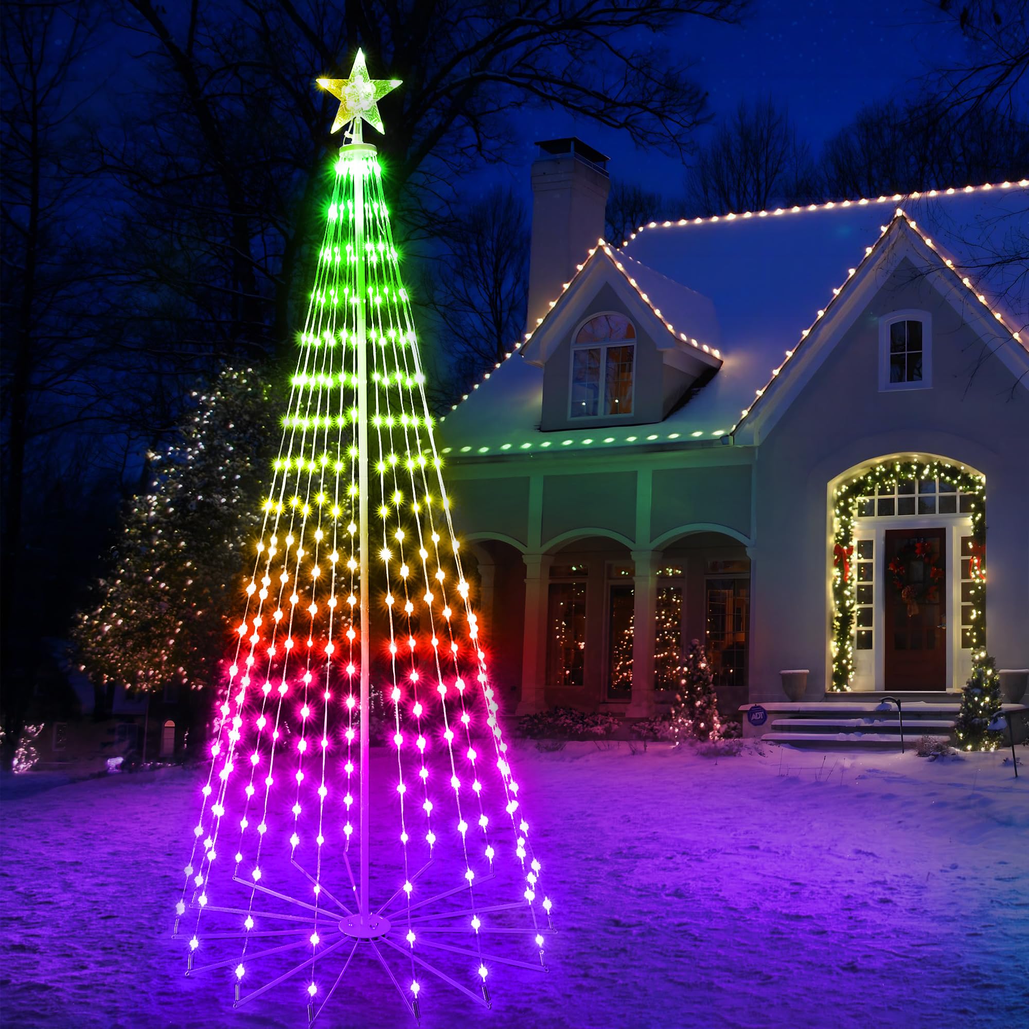 PhilzOps Smart Weihnachtsbaum Lichter, 1,88m 265LEDs Außen Kegelform Weihnachten Lichterkette mit Stern Wasserdicht 16 Millionen RGB Farben Weihnachtsdeko Licht für Garten Party Innen, App-Steuerung