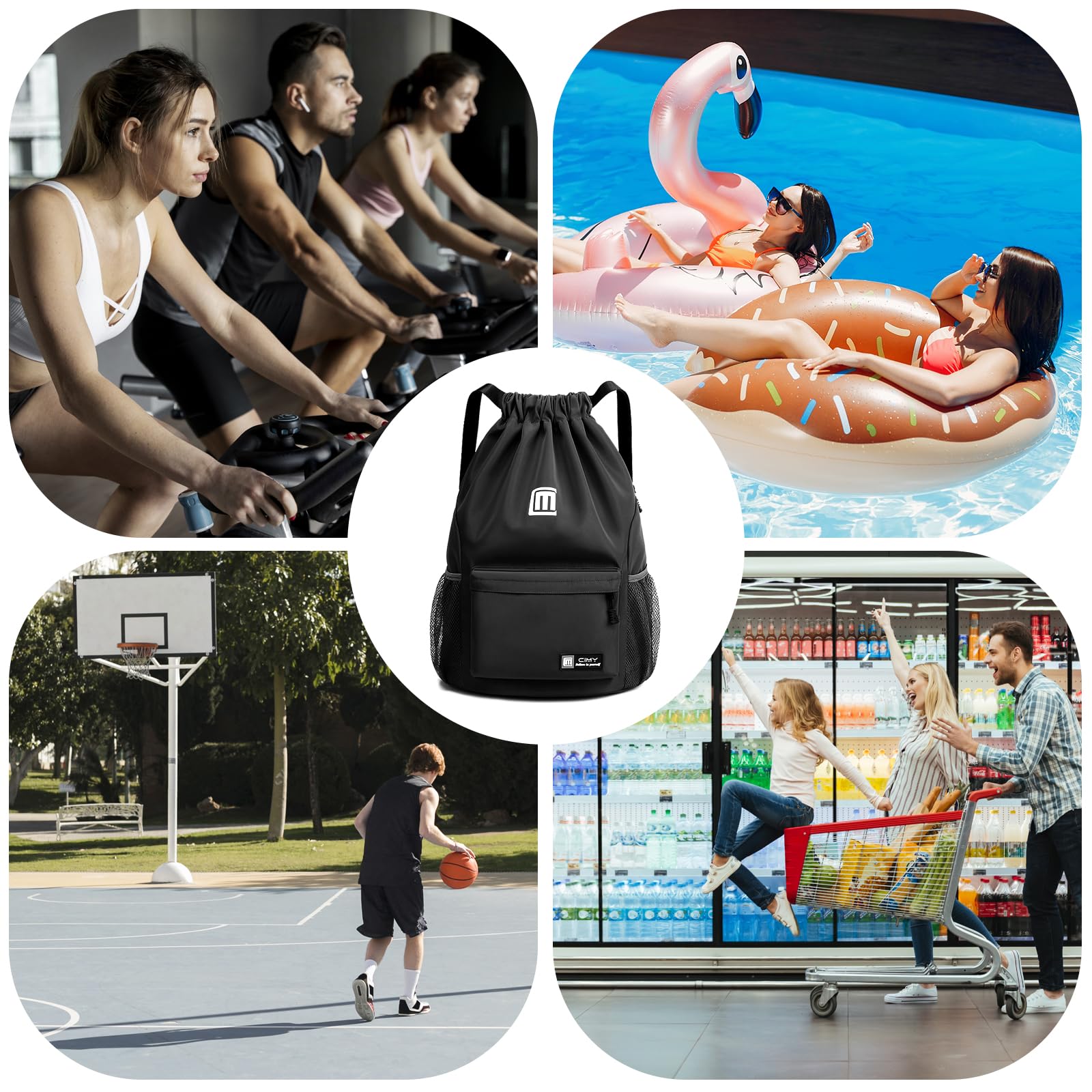 Mochila de Cuerdas Impermeable Gran Capacidad para Mujer Hombre Deportiva