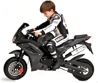 49cc 4-Stroke Gas Powered Pocket Motorcycle for Kids, Mini Dirt Bike with 25 MPH Max Speed, Dual Disc Brakes, Hydraulic Shock Absorber, Twist-Grip Throttle, Off-Road Pit Bike for Youth (Black)
