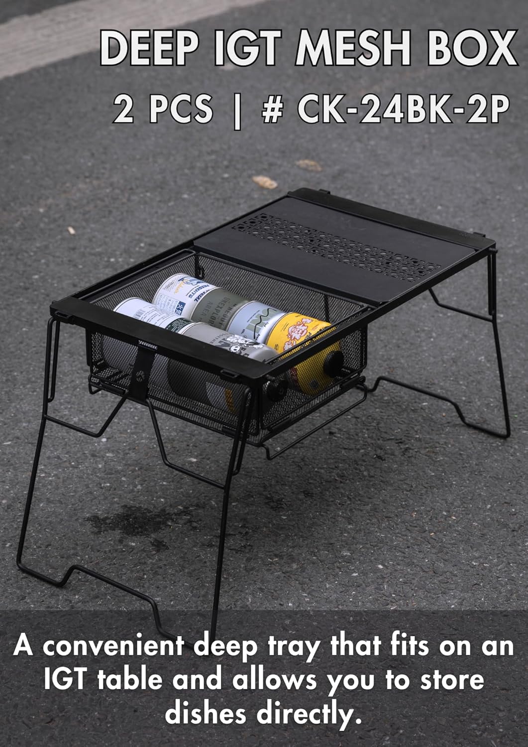 camping moon 2-pack IGT Mesh Box Bridge Table Tray Storage Case CK-24BK-2P