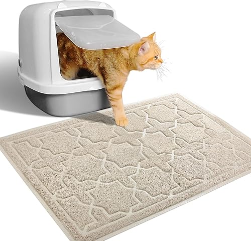 Yimobra Tapete de arena para gatos, 24 x 20 pulgadas, con malla de bloqueo de arena, tapete suave para arena para gatos, fácil de limpiar,