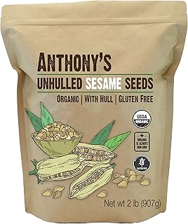 Anthony's Sesame Seeds, 2 lb, Unhulled, Batch Tested and Verified Gluten Free, With Hull, Keto Friendly