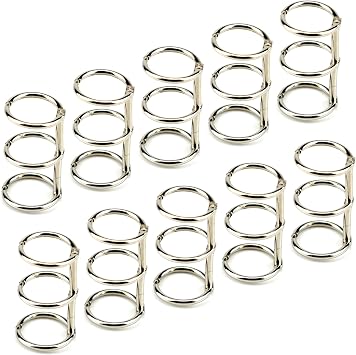 Pack of 10, 3 Ring Metal Loose Leaf Binders Book Rings with 20mm 0.8 Inch Inner Diameter Silver Ring Binders for Notebooks Photo Album DIY Travel Diary Binding Spines Combs