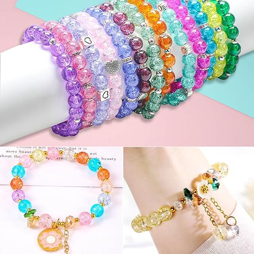 Miniatura 10 de 600 cuentas de vidrio de 031 pulgadas para hacer joyas 24 rejillas de cuentas de cristal de piedras preciosas para hacer pulseras cuentas redondas