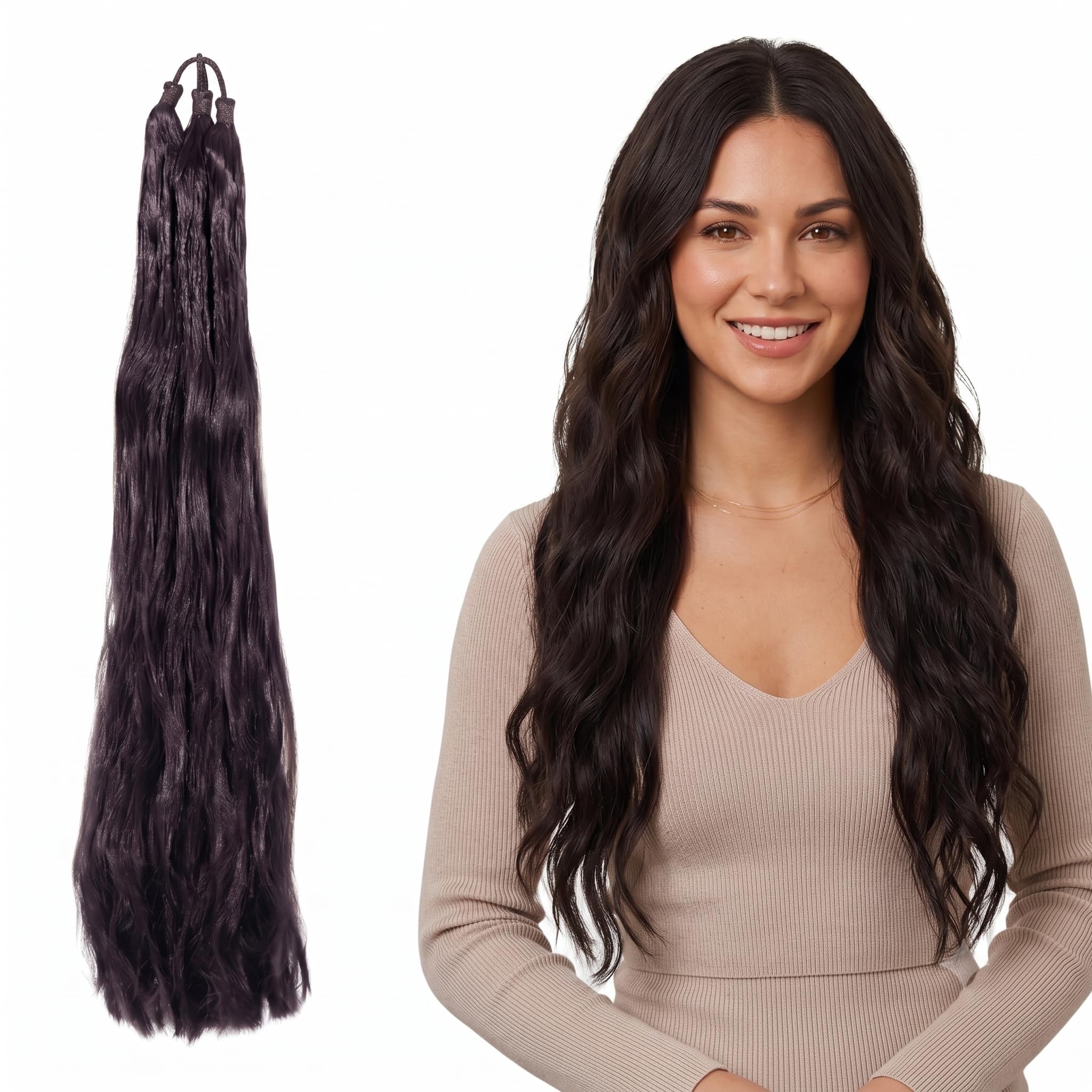 On Blow Women's Thick Nylon False Hair Extension Black (Pack of 1) ((30 Inches (241 Grams))-image-49