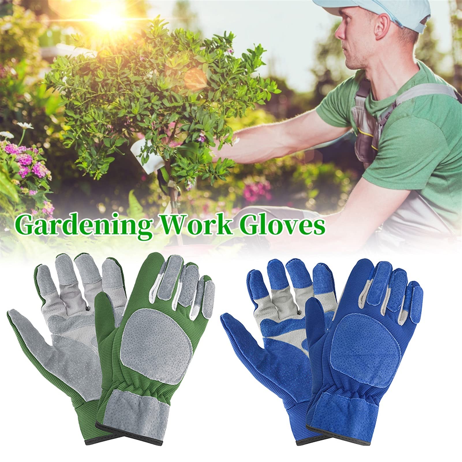 Guantes de trabajo Guantes de trabajo 2pcs Guantes de jardín Guantes de cuero transpirables antideslizantes Quick Fácil de cavar y plantar para la excavación de herramientas de jardín Guantes protecto