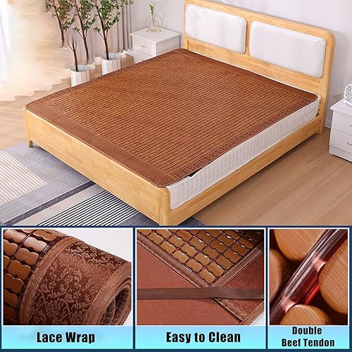 Miniatura 3 de TBQATNTS Colchoneta de verano para dormir, colchón de bambú refrescante, tapete de bambú carbonizado Mahjong, almohadilla de enfriamiento plegable