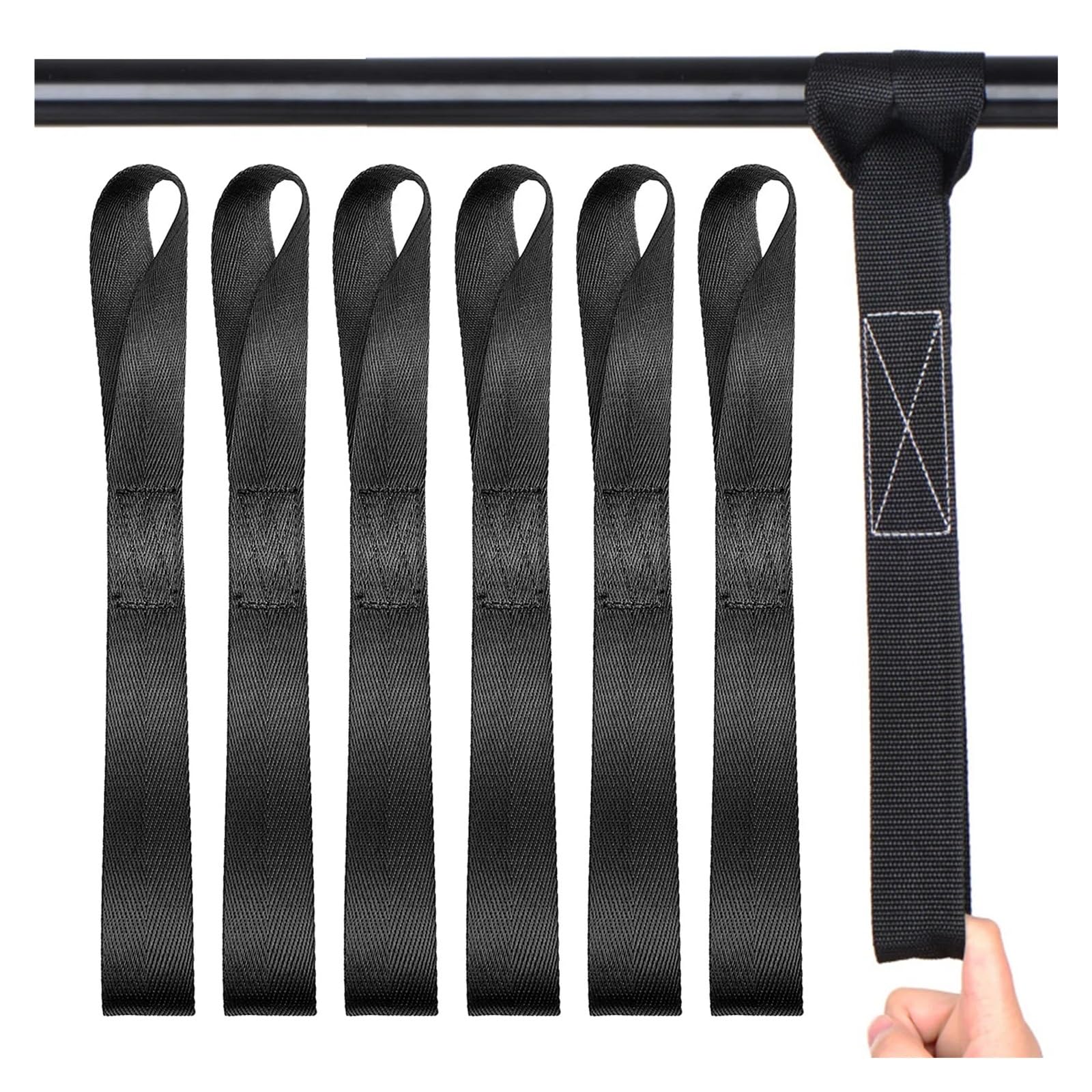 Sangle d'arrimage for Voiture et Moto, Sangle de Coffre, Sangles Souples en Nylon Multi-usages Fixes,Sangle à cliquet(6pcs Black)
