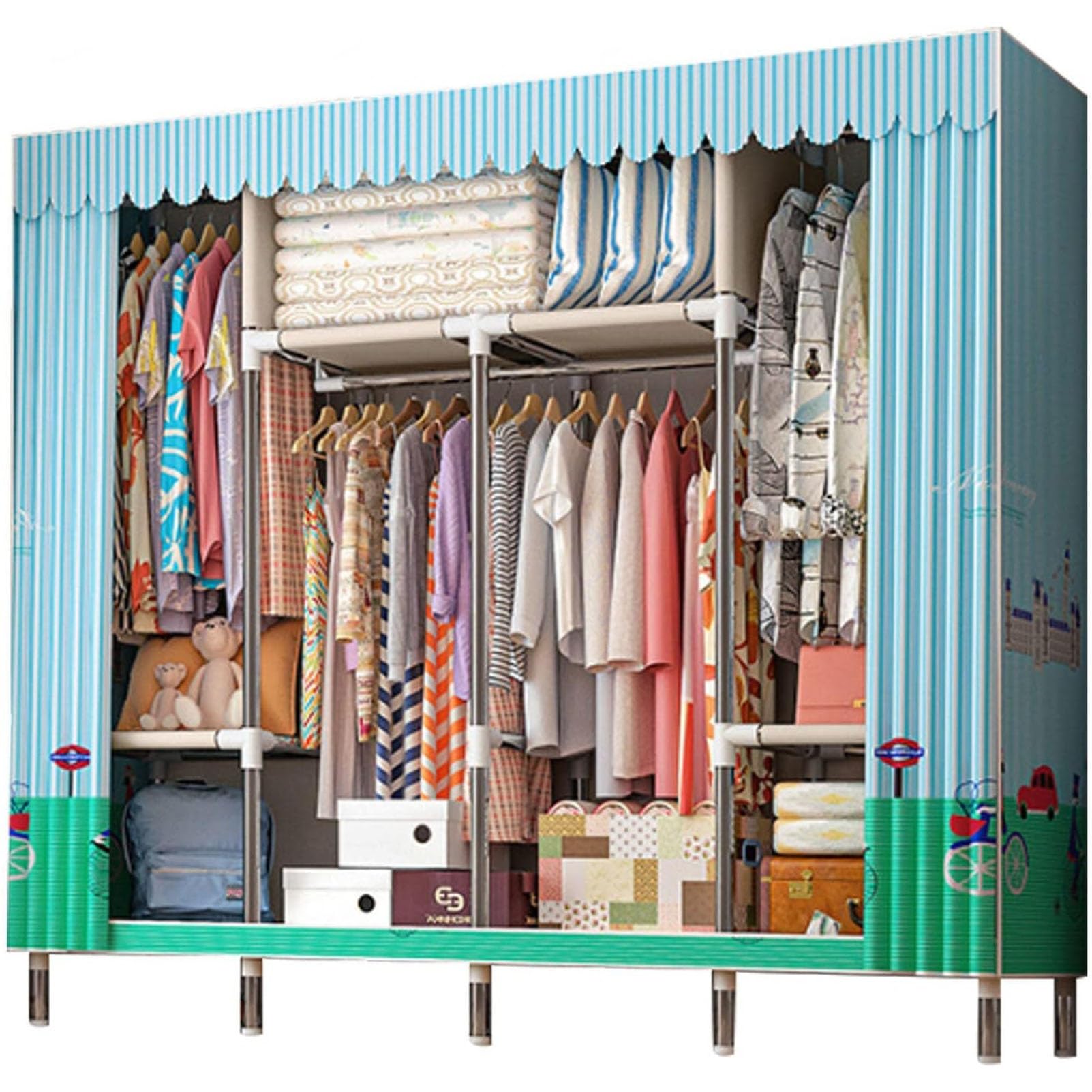 Armoire à vêtements portable avec 3 tringles et 6 étagères pour maximiser votre rangement