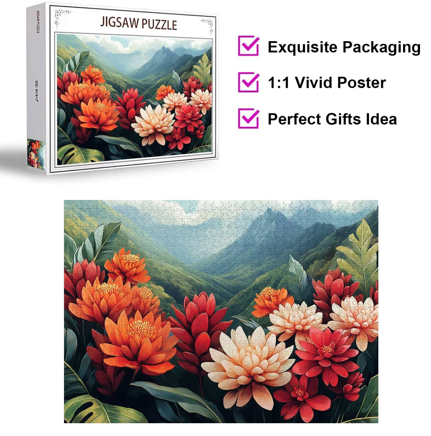 Puzzle dla dorosłych 6000, kwiat krajobrazu, 179 x 105 cm, n-326