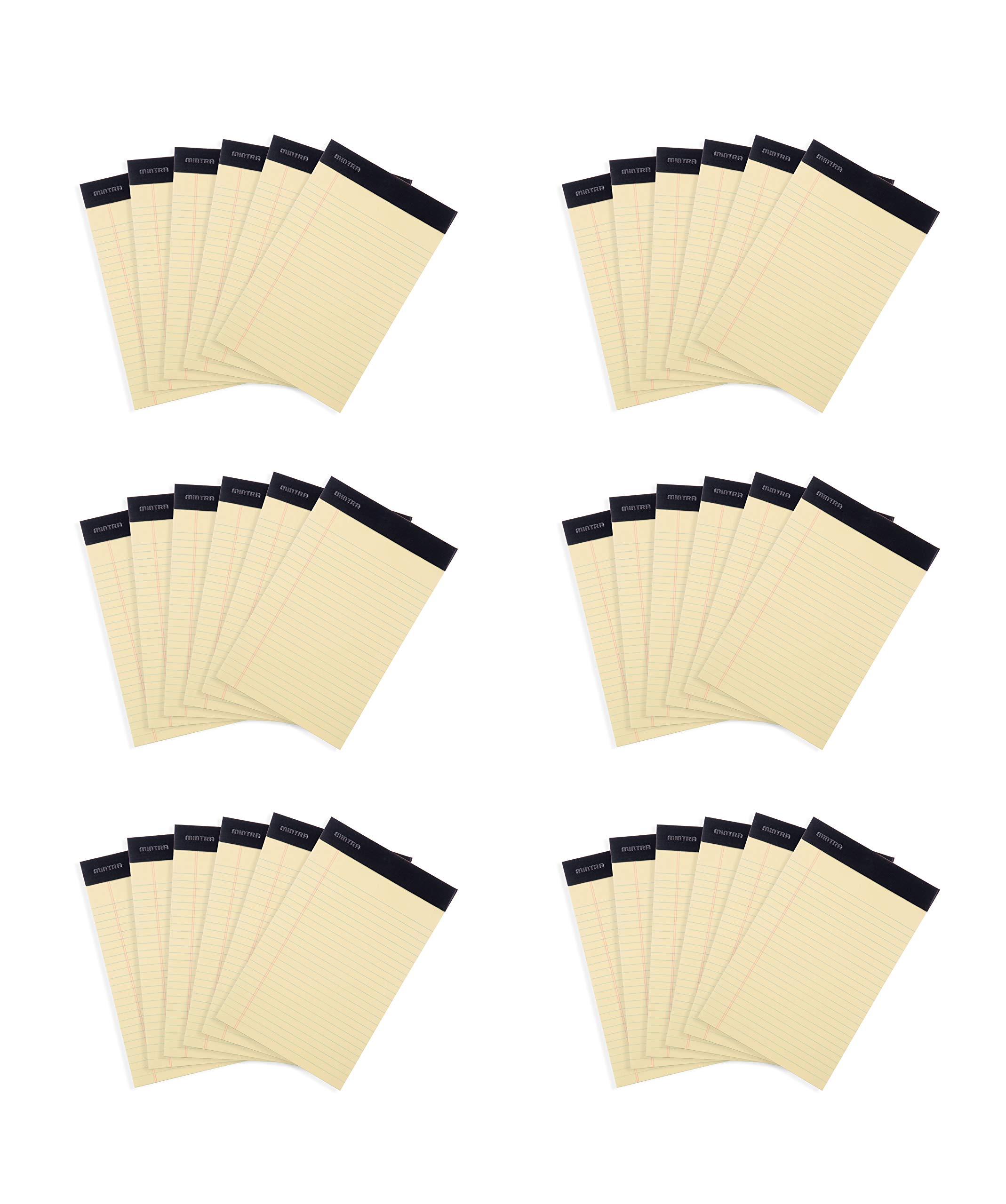 Mintra Office Legal Pads, ((xBasic, 5in x 8in, Narrow (Canary), 36pk (6-6pks))